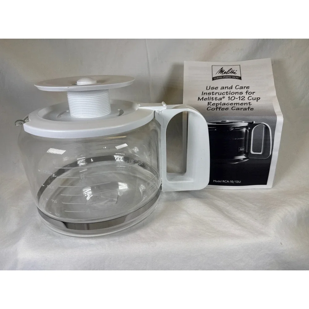 Melitta 10-12 Cup Replacement Coffee Carafe Glass White Handle RCA-10/12U